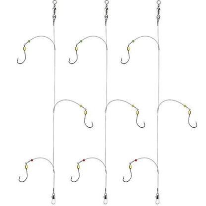 Fishing Hook with Leader,5 Hooks Fishing Rig-7 Strands Nylon Coated Fishing Leader with Swivle,Snap,Hooks - color: 3 hooks rig, size: 15#