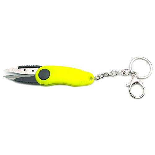 GARASANI Mini Stainless Steel Foldable Blade Fishing Plier Scissor Braid Line Snip Cutter with Key Chain (Green)
