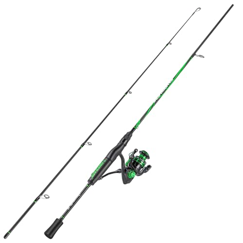One Bass Fishing Rod Reel Combos, Spinning & Casting Combo, Graphite 2Pc Blanks, Stainless-Steel Guides, Super Polymer Handle - color: Spinning Combo-1 PACK, size: 6'0"