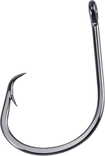 Dr.Fish 50 Pack in-line Circle Hooks, Straight Shank Octopus Hooks, Freshwater & Saltwater Fishing Catfish Tuna Bass Striper - size: #6/0-50 Pack