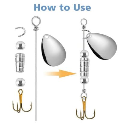 SUPERFINDINGS 120Pcs 4 Bags 4 Styles Stainless Steel Wire Spinner Baits 8.7-16cm Stainless Steel Fishing Spinner Shaft Fishing Looped Spinner Shaft for Fishing Lure Making Supplie