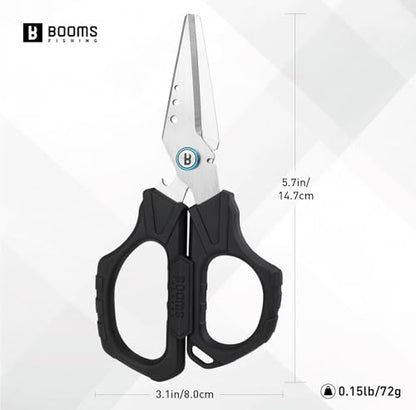 Booms Fishing Braided Line Cutter: 6.3in Multifunction Fishing Scissors - Fishing Shears with Serrated Blades and Side Wire Cutter, S04 - style: Scissors Only