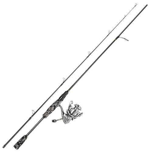 Sougayilang Fishing Rod and Reel Combo, Stainless Steel Guides Fishing Pole with Spinning Reel Combo for Bass Fishing - color: Grey, size: 5'10''-2000