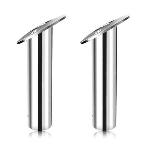 Fishing Rod Holder 2 Pack, 316 Stainless Steel 15/30/90 Degree Rod Holders for Fishing Boat, Flush Mount with Cap, Heavy Duty