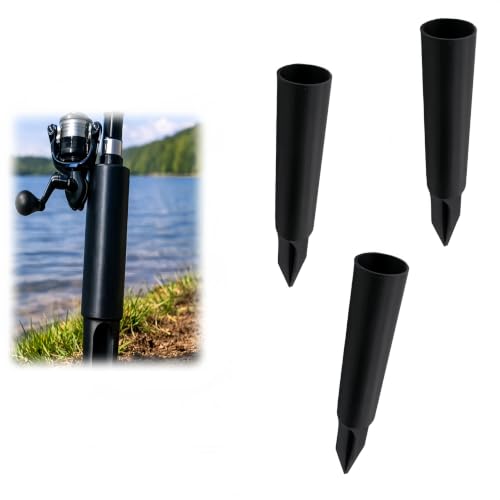 Ground Spike Fishing Rod Holder Beach & Bank Rod Stand 3 Pcs | Fits Most Rods, Pointed Ground Spike, Sturdy Bank StandSet of 3 - color: Green