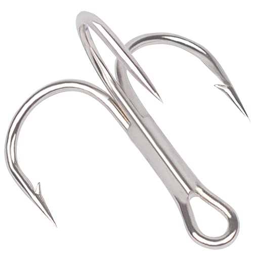 AMHDV 100pcs Treble Hooks Barbed Sharp Treble Hook for Freshwater and Saltwater - color: Silver, size: 2# 100pcs