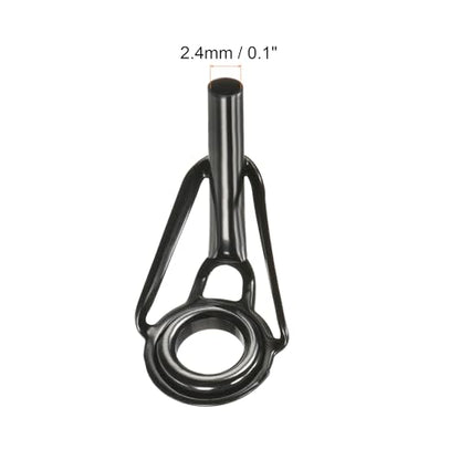 PATIKIL Tube Dia Fishing Rod Tips Repair Kit, Stainless Steel Black Guide Ring for Fishing - size: 2.4mm