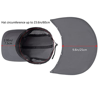 BASSDASH UPF 50+ Foldable Fishing Hat Baseball Cap with Removable Neck Flap Portable for Men Women Golf Hiking - color: Dark Grey With Unfoldable Brim