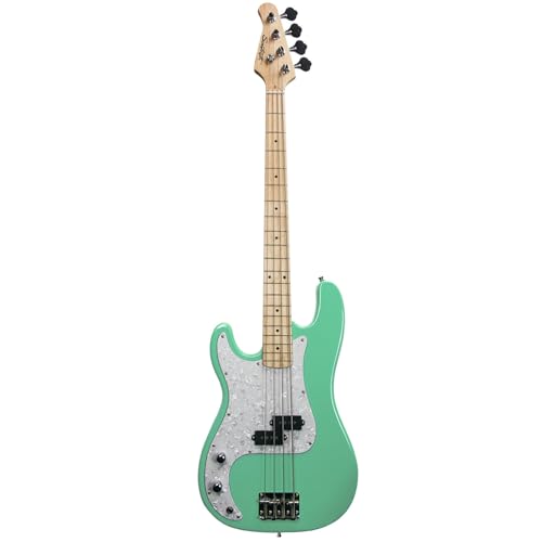 Sawtooth Left-Handed EP Series Electric Bass Guitar, Surf Green w/Pearl Pickguard - color: Surf Green, style: Left Hand