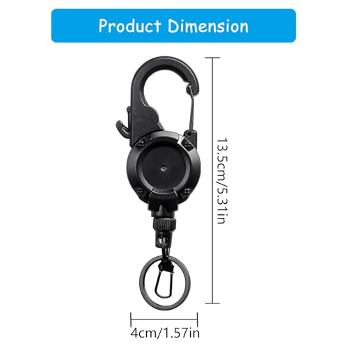 2pcs Fly Fishing Retractor with 26inch Cord Locking Keychain Badge Holder for Anglers Fishing Tool Wire Lanyard with Line Cutter