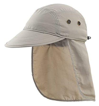 Connectyle Mens Foldable UV Protection Sun Hat with Removable Neck Flap Outdoor Adventure Sun Cap for Fishing Hiking Safari - color: Light Grey