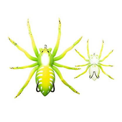 LUNKERHUNT Phantom Spider Lure for Bass Fishing (2.5 Inch) | Topwater Spider Fishing Lure with Natural Walking Action | Soft Hollow Body Weedless Hooks for Trout and Pike - color: Leaf