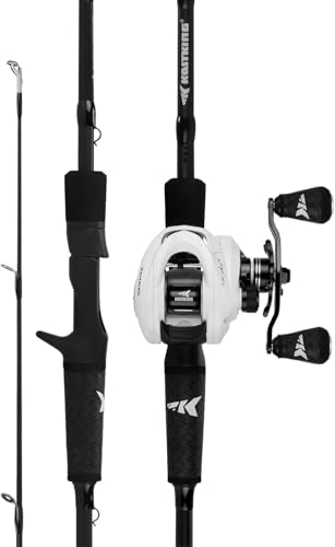 KastKing Crixus Fishing Rod and Reel Combo, High Performance Spinning & Baitcaster Combo, IM6 Graphite 2Pc Blanks, Zirconium Oxide Rings, SuperPolymer Handle, Lightweight Reel with Aluminum Spool - size: Cast-7'0" Med Heavy- Right Handed-2pcs