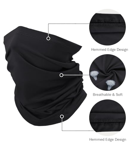 Fishing Neck Gaiter, Sun Protection Face Mask, Cooling Neck Shield Scarf Cycling Balaclava Bandana for Men and Women - color: Black