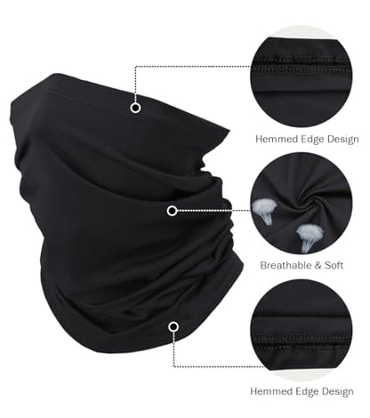 Fishing Neck Gaiter, Sun Protection Face Mask, Cooling Neck Shield Scarf Cycling Balaclava Bandana for Men and Women - color: Black