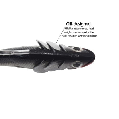 Big Jig Worm Lures Swimming Bait Soft Plastic Fishing Lure for Bass, Crappie, Trout, Pike, Sea Bass, Redfish, Striper,Fishing Lures for Freshwater & Saltwater - color: Black Glitter-1 Piece