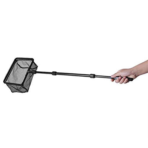 Aquarium Fishing Landing Net, Lightweight Telescoping Floating Catch and Release Tool for Tanks Ponds Plastic Black M 20 x 15 x 90cm 1 Pack - size: Medium