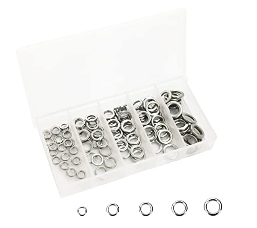 Fishing Solid Rings Kit for Jigging Assist Hooks Lures Connector Tackle 5 Sizes, 100 PCS/Box