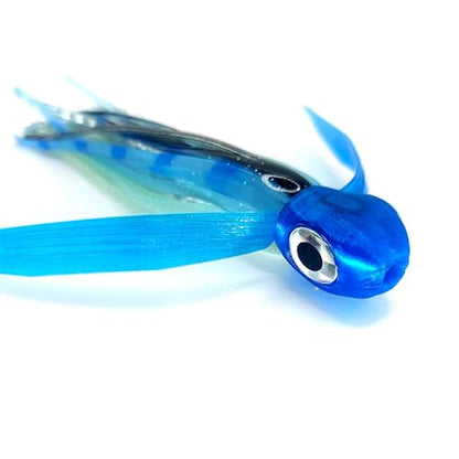 Saltwater Big Game Fishing Lure, for Offshore trolling (FlyBoy) - color: Blue Light Blue Glow (Unrigged)