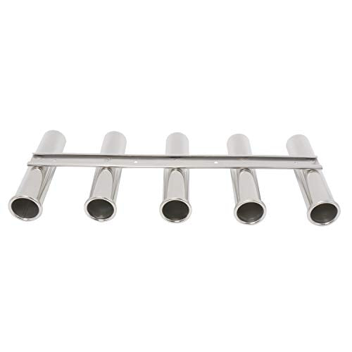 Amarine Made 5 Tube Stainless Steel Fishing Rod Rack Mirror Finish 316 Stainless Steel 5 Rod Rack