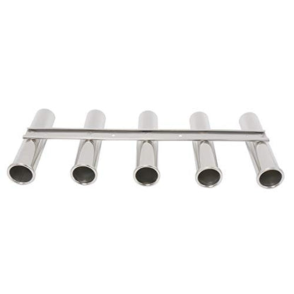 Amarine Made 5 Tube Stainless Steel Fishing Rod Rack Mirror Finish 316 Stainless Steel 5 Rod Rack