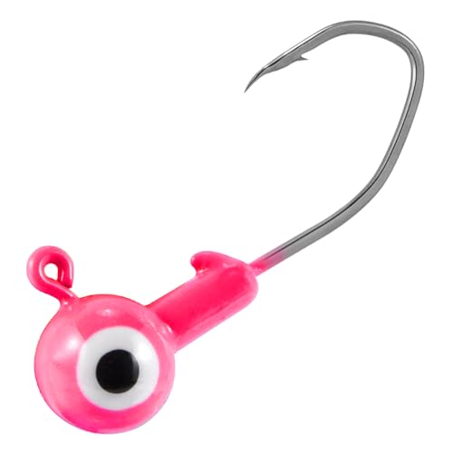 Dr.Fish 20 Pack Fishing Jig Heads, Crappie Jigs Round Ball Sickle Hooks Freshwater Fishing Hook Lures Bass Trout Panfish Bluegill - color: Pink, size: 1/2oz-1/0 Hook