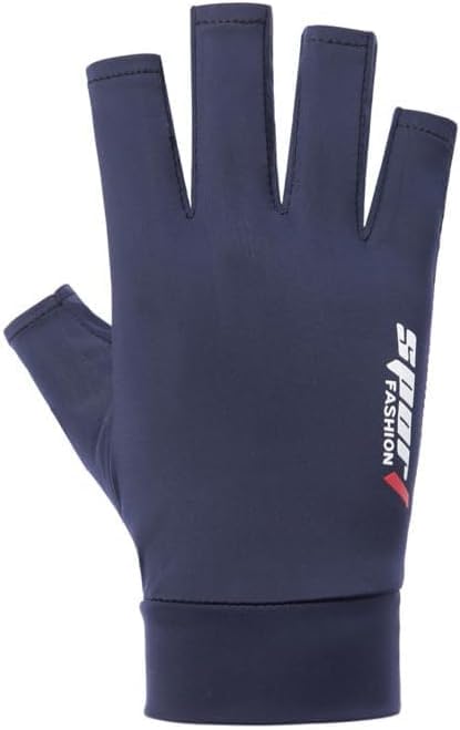 Fingerless Driving Gloves for Men UV Sun-Protection Half Finger Anti-Slip Driving Gloves for Outdoor Cycling - color: Navy