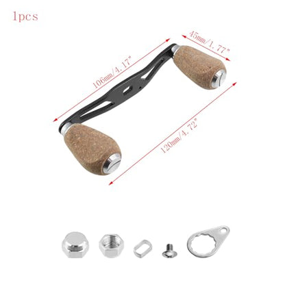 Fishing Reel Handle Replacement Parts Silver Fishing Baitcasting Reel Handle Rocker Arm Girp Fishing Rod Spinning Reel Grip with Wood Knob - color: Silver
