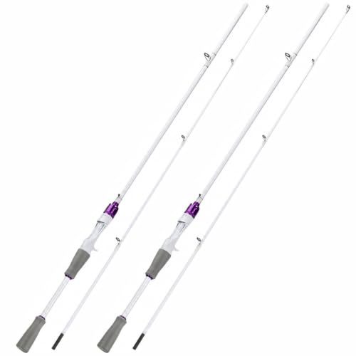 DC Baitcasting Combo, Smart Digital Brake Reel, 4-Section Carbon Rod, Tackle Bag, Line & Lures, Complete Travel Kit for Bass Freshwater - color: Only Casting Rod-2PACKS- 6FT- White