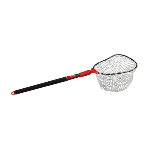 EGO S2 Slider Fishing Net Handle | Adjustable Extension Handle, Minimal Water Drag Design, Ergonomic Foam Grip for Landing Nets - size: 29" to 60" Handle, 17" x 19" Hoop, style: Lightweight Non-tangle Clear Rubber Mesh