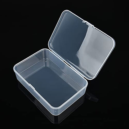 8 Pack Rectangular Clear Plastic Storage Containers | Hinged Lid, For Beads and Small Craft Items, 4.92 x 3.35 x 1.38 inch - size: 4.92 x 3.35 x 1.38 inch