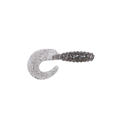 YUM Grub Multi-Species Curly-Tail Swim-Bait Fishing Lure - color: Smoke/Silver Flake, size: 2"
