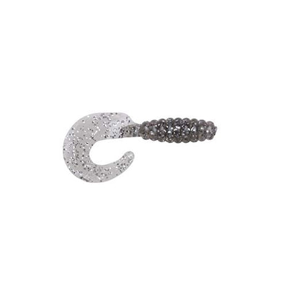 YUM Grub Multi-Species Curly-Tail Swim-Bait Fishing Lure - color: Smoke/Silver Flake, size: 2"