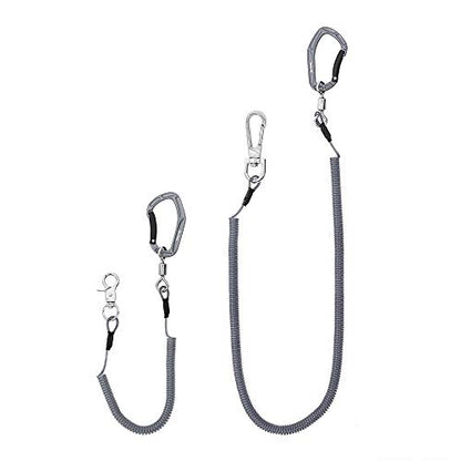 HERCULES M4 Fishing Lanyard, Fishing Pole Tether, Kayak Paddle Leash, Heavy Duty Retractable Coiled Lanyard for Fishing, Rods, Pliers, Boating, Paddles, Kayak - color: Pack of 2 Grey (17.7" Plus, 5.9")