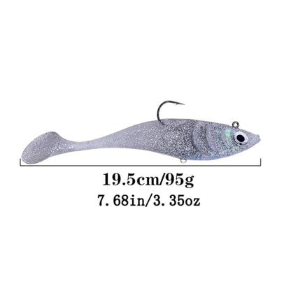 Big Jig Worm Lures Swimming Bait Soft Plastic Fishing Lure for Bass, Crappie, Trout, Pike, Sea Bass, Redfish, Striper,Fishing Lures for Freshwater & Saltwater - color: Clear Glitter-1 Piece