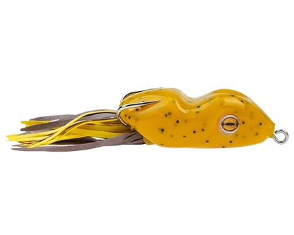 Scum Frog Original Topwater Bass Fishing Hollow Body Frog Lure with Weedless Hooks - color: Yellow/Brown