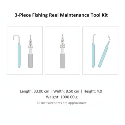3-Piece Fishing Reel Maintenance Tool Kit - Metal Bearing Remover & Gear Service Set for Spinning and Baitcasting Reels - color: Gold