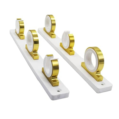 MARINE CITY 3-Rod Reel Fishing Rod Storage Hanger Rack with White Poly Board – Aluminum Gold Powder Coating, Ideal for Marines, Boats, Vans, and Cars (Pack of 1) - color: 3 Rod (Aluminum, Gold)