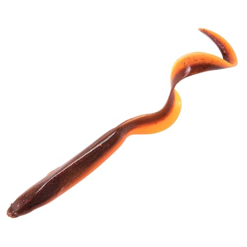Dr.Fish 5 Pack Sand EEL Lures Saltwater Soft Fishing Lures Swimbait 6 Inch 3/8oz Surf Fishing Creature Baits Soft Plastic Artificial Ribbontail Worm - color: Brown/Orange