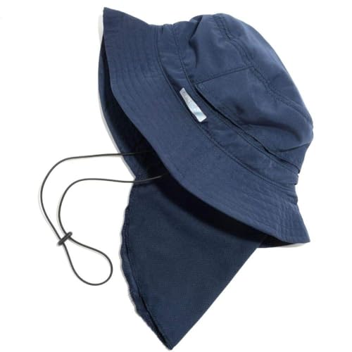BUILTCOOL Adult Cooling Bucket Cap with Neck Shade – Waterproof Sun Protection for Hunting, Fishing, Hiking and Kayaking - color: Navy, size: Medium-Large