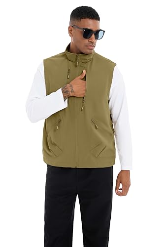 Utility Vest for Men Fishing Golf Travel Hiking Photo Outwear Lightweight Sleeveless Jacket with Pockets - color: Khaki1, size: X-Large