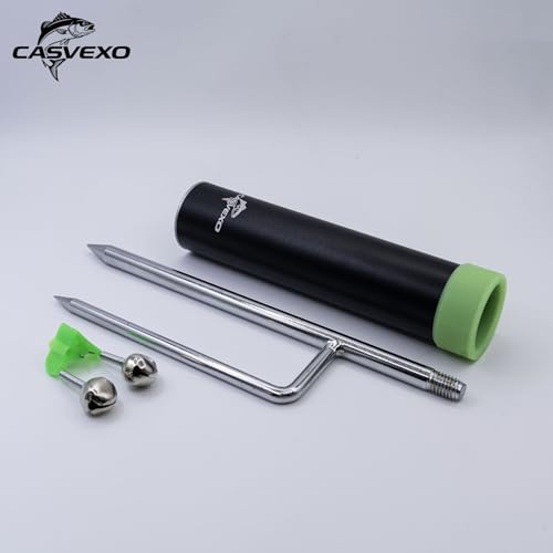 Fishing Pole Holder , 2 Pack Aluminum Fishing Rod Holder for Ground, Rod Holders for Bank Fishing, Double Spike Support, 2 Free Alarm Bells