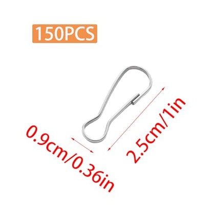 Pine & Linen 150 Pcs 25mm/1inch 304 Stainless Steel Spring Snap Hook, Rust-Proof Lanyard Snap Clip Hooks Metal Spring Hooks, Small Clips for Key Chain ID Name Card - size: 25mm