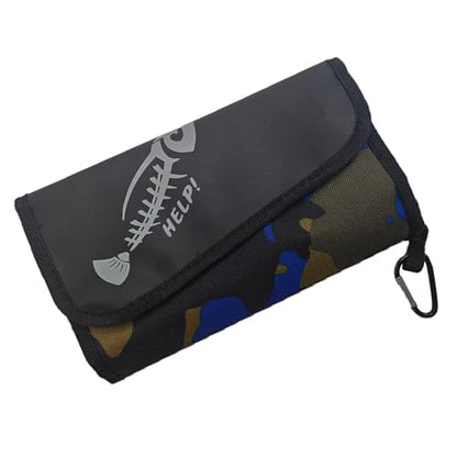 Soft Lures Storage Bag Fishing Baits Binder Carrying Fishing Leader Tackle Wallet Bag with Carabiner Baits Storage Pouches - color: camouflage blue