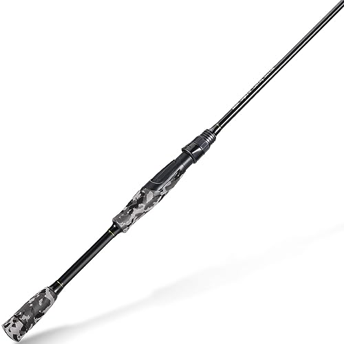Sougayilang Fishing Rod - Medium 2Pc Graphite Composite Blank Spinning & Casting Rod, Camouflage EVA Grip, Smooth Transition Fishing Pole - color: Grey-Spinning, size: 5'10''-Medium-Moderate