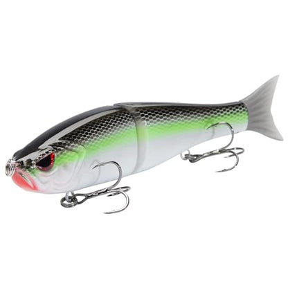 Bassdash SwimShad Glide Baits Jointed Swimbait Bass Pike Salmon Trout Muskie Fishing Lure - color: Fluorescent White Shad, size: 7in/2.2oz
