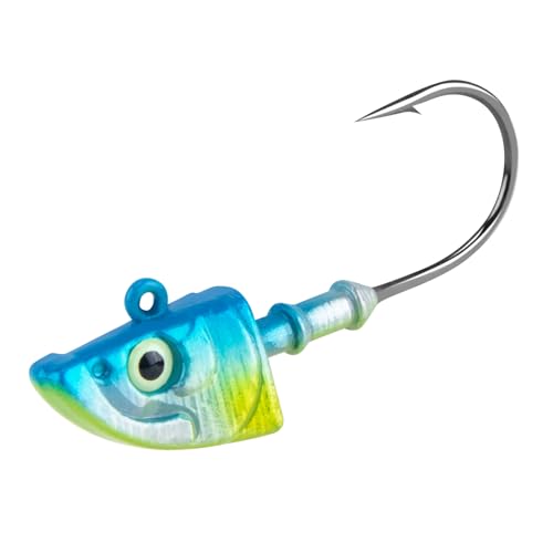 Dr.Fish 10 Pack Swimbait Jig Heads, Saltwater Fishing Jig Heads Minnow Style 3D Eyes Lead Weighted Hooks for Bass Walleye Flounder Striper Halibut Pompano Fishing - color: Blue&Silver, size: 1/2oz-Hook #3/0