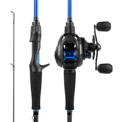 KastKing Centron Fishing Rod and Reel Combo, Spinning & Baitcasting Combos, IM6 Graphite 2Pc Blanks, Stainless Steel Guides with Ceramic Rings, Contoured EVA Handles & Fighting Butt - style: Cast-6'6" M, Right Handed