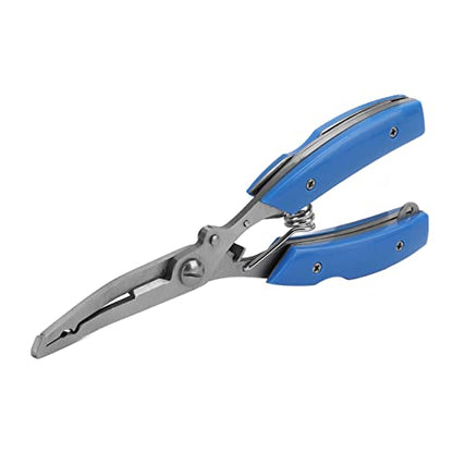 Fishing Pliers Multifunctional Stainless Steel Fishing Scissors with 2 Blades Braid Line Cutters Hook Remover - color: Blue
