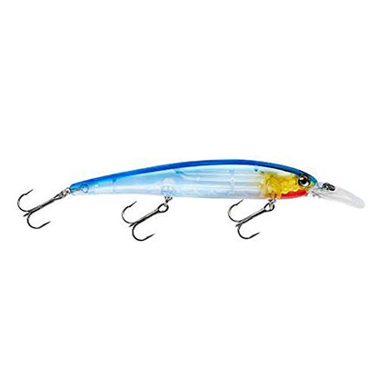 Band-It Walleye Shallow Minnow Jerkbait Fishing Lure, Fishing Accessories, Dives ro 12-feet Deep, 4 3/4", 5/8 oz, Transparent Gizzard Shad, (BDTWBS1D08)